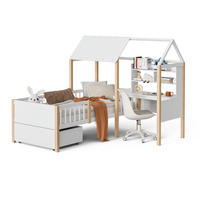 HAUSBETT 90/200 cm weiß mit Rausfallschutz und L-förmigem Schreibtisch - Weiß, Holz (90/200cm) - OKWISH