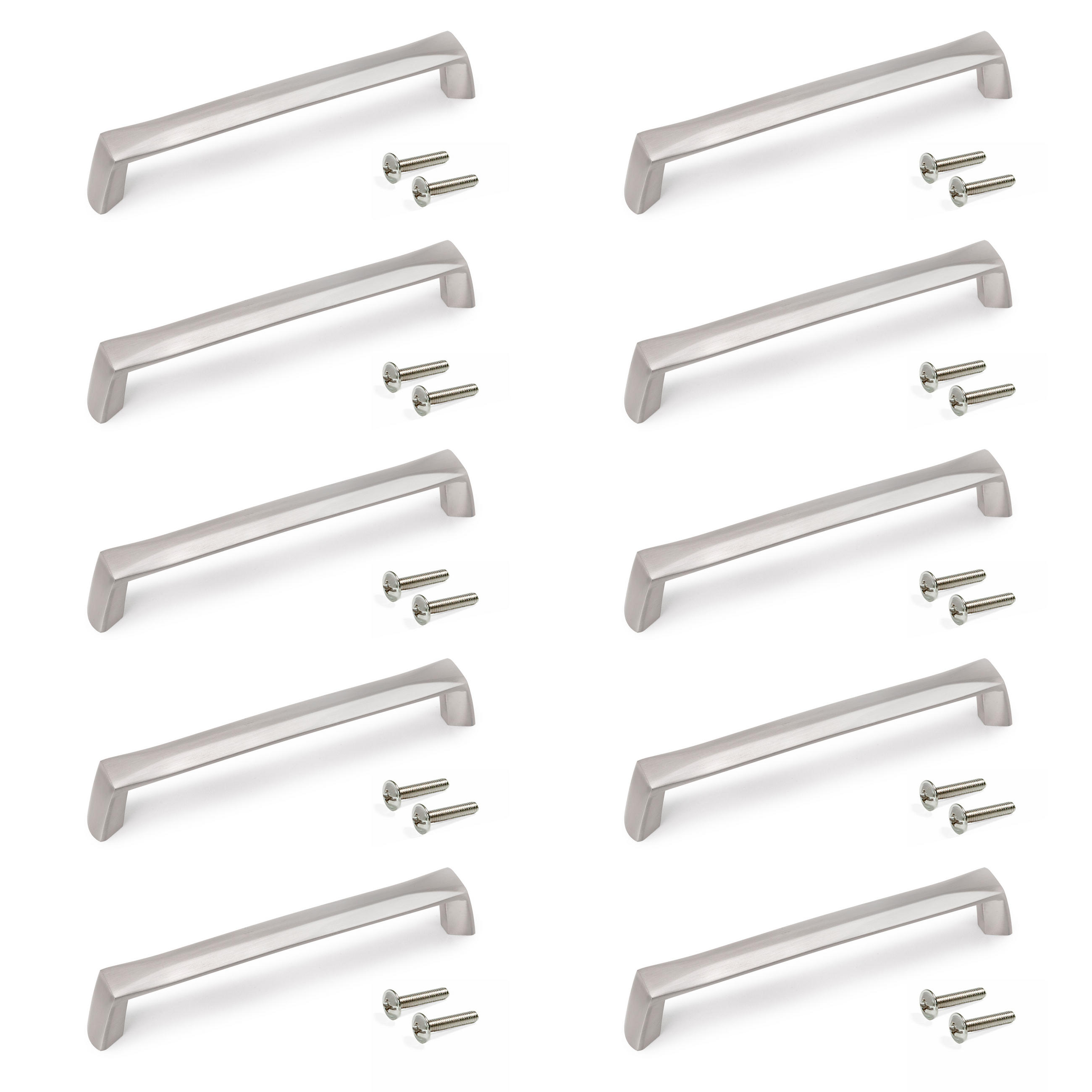 MÖBELGRIFFE Canton, L142mm, 128mm Achsenabstand, Zamak, Nickel satiniert 10er-set - Silberfarben, Kunststoff (1.4/3/14.15cm) - EMUCA
