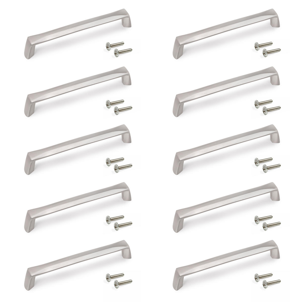 MÖBELGRIFFE Canton, L142mm, 128mm Achsenabstand, Zamak, Nickel satiniert 10er-set - Silberfarben, Kunststoff (1.4/3/14.15cm) - EMUCA