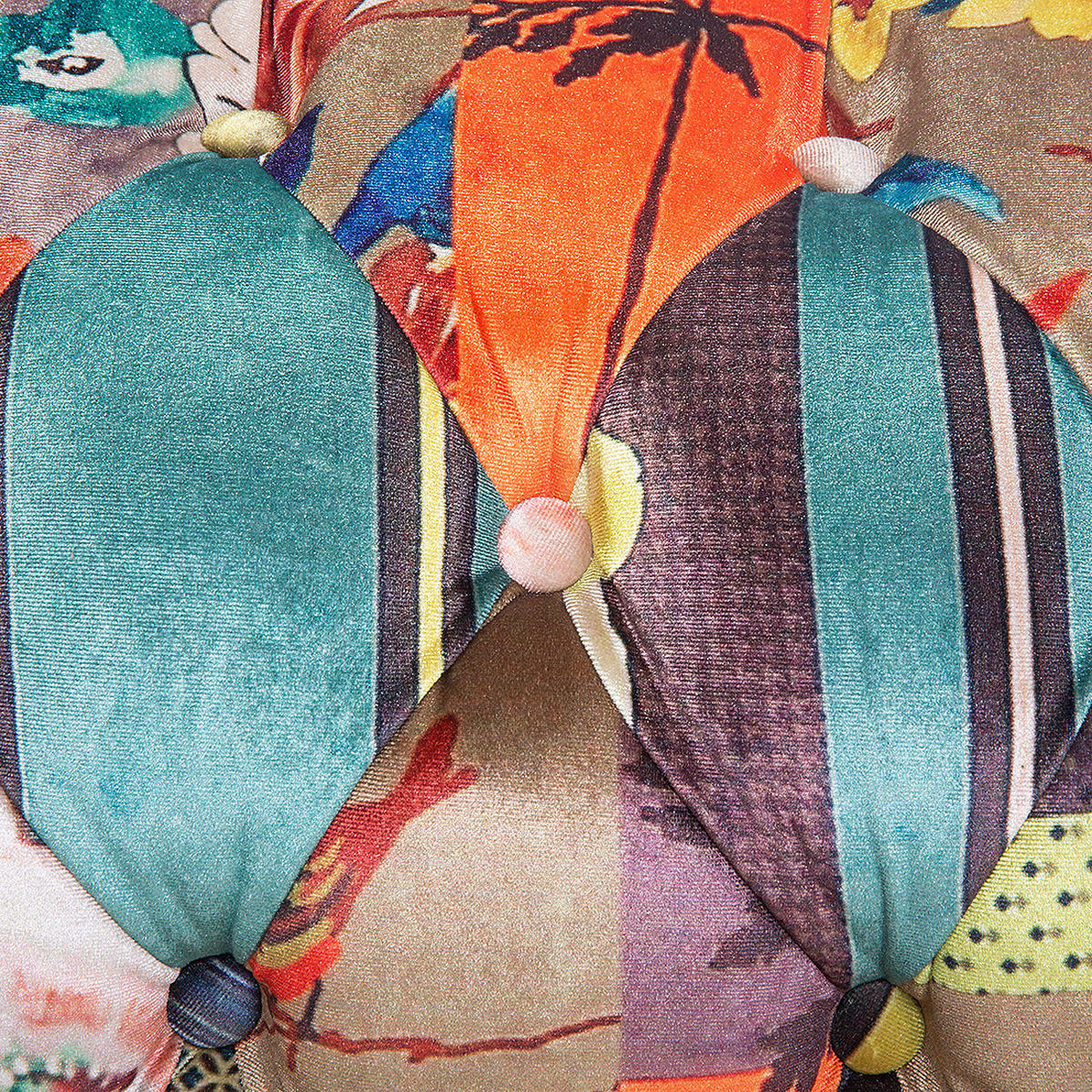 3-SITZER-SOFA Polyester Bunt Chesterfield - Hellblau, Textil (200/71/96cm) - Beliani