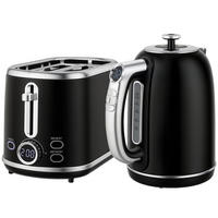 WASSERKOCHER-TOASTER SET Retro Design Temperaturregelung Schwarz - Schwarz, Kunststoff (15.9/24.8/23.2cm) - Rolipo
