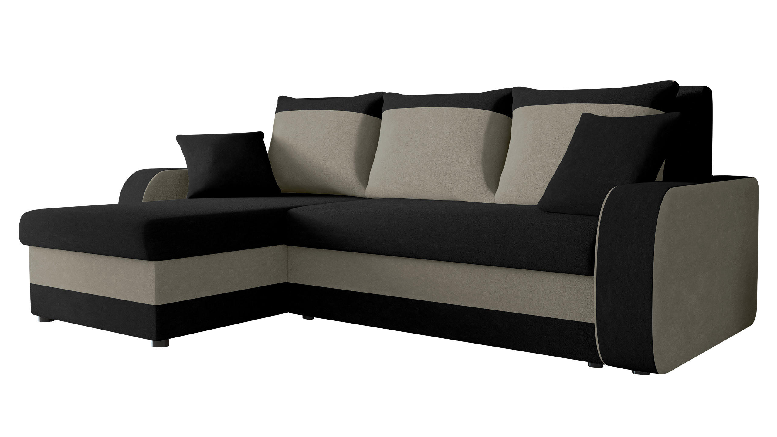 ECKSOFA Kris - Schwarz, Holz/Kunststoff (238/147cm) - MIRJAN24