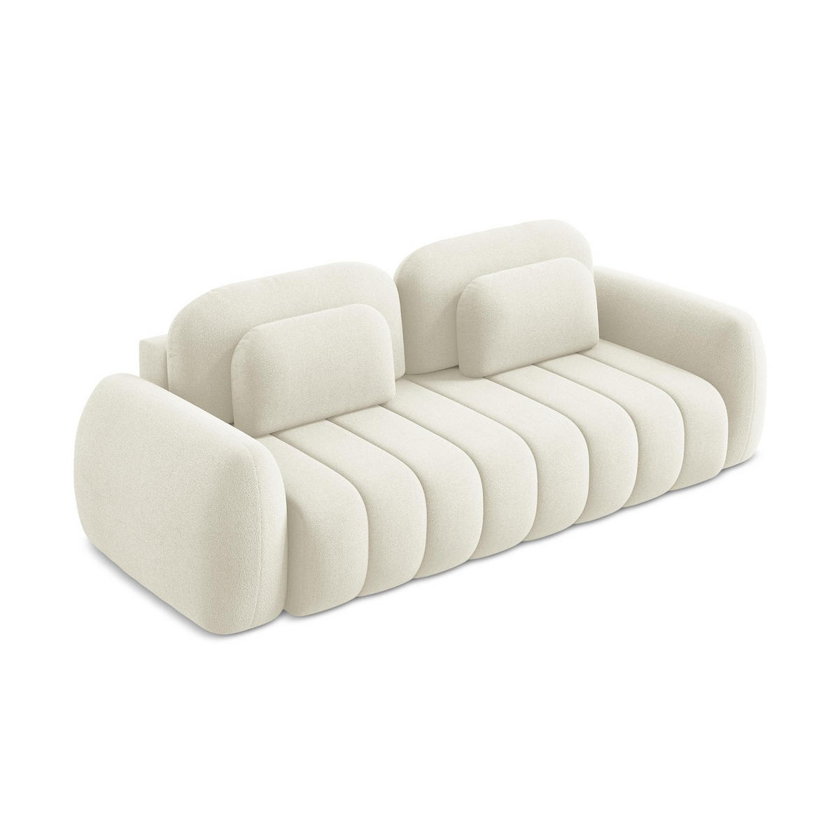 3-SITZER SOFA mit Schlaffunktion Bouclé Stoff Beige - Beige/Schwarz, Holzwerkstoff/Kunststoff (266/95/121cm) - LaMiaSofa