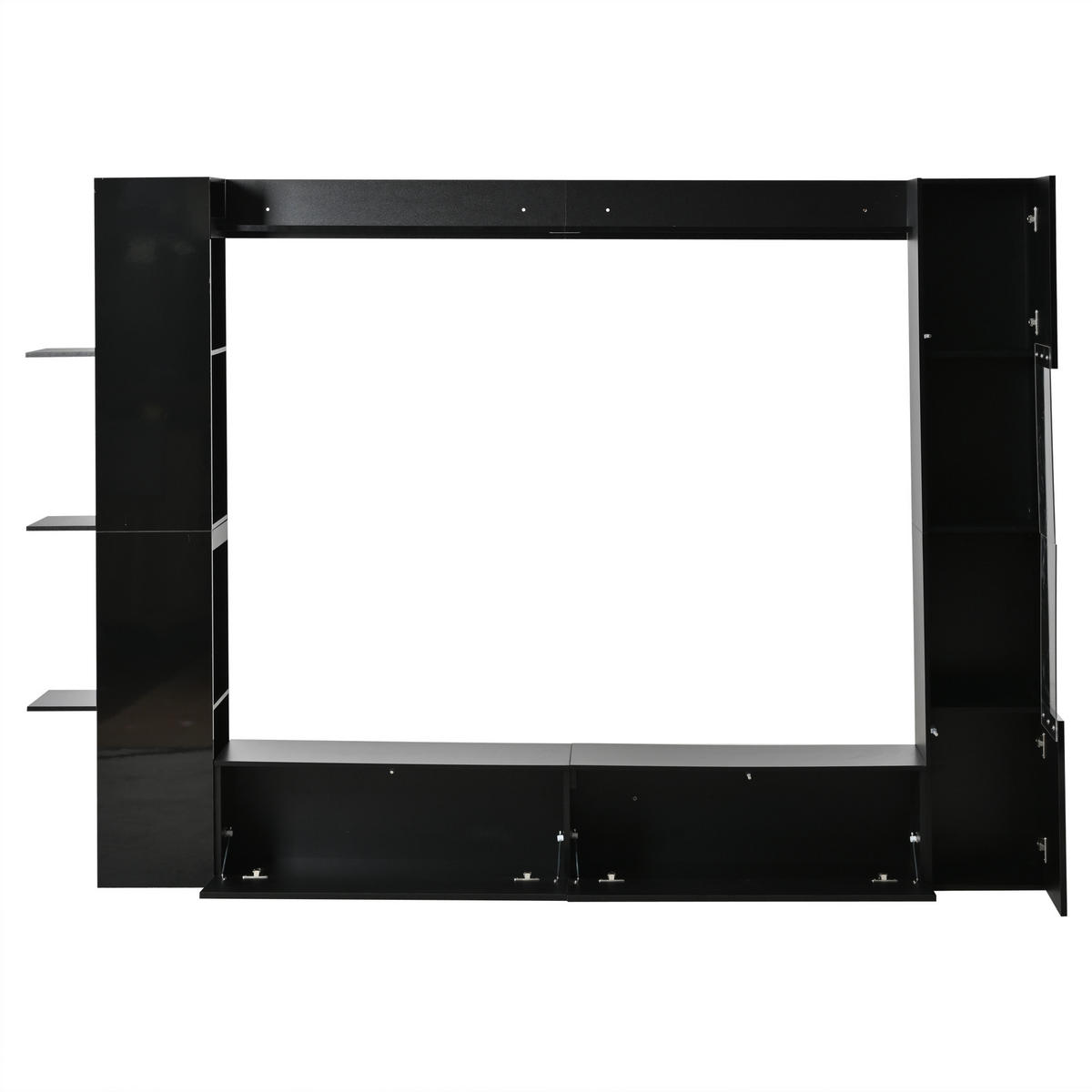 WOHNWAND Moderne Schrank mit TV-Bereich, offenen Regalen & Stauraum Schwarz Groß Holzwerkstoff - Schwarz, Holzwerkstoff (245/170/30cm) - EVRYAE