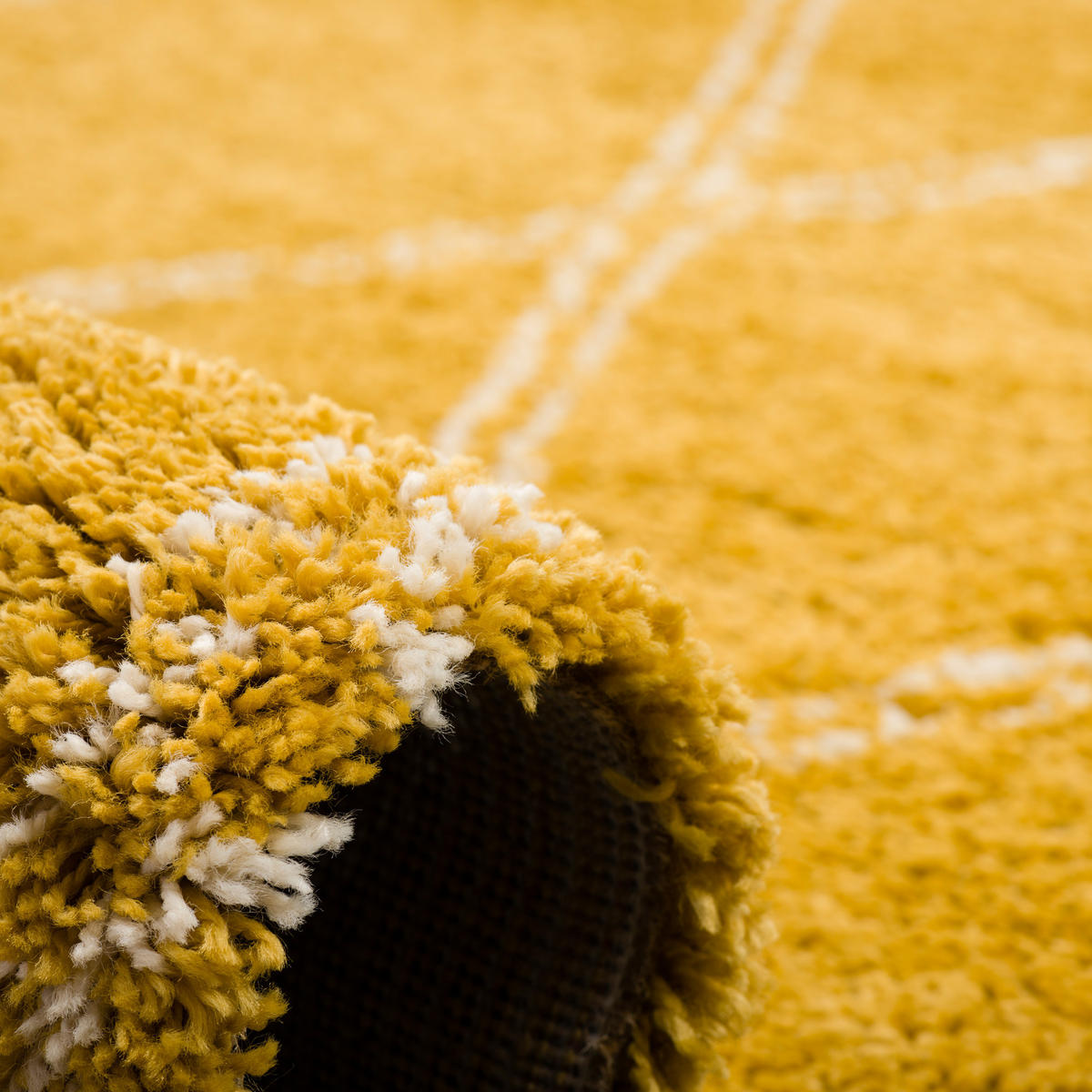 HOCHFLOR LANGFLOR SHAGGY TEPPICH BOHO RAUTEN - Currygelb, Textil (135/190cm) - Pergamon