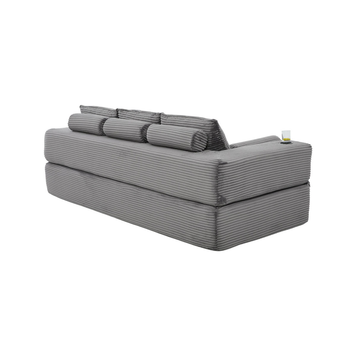 SCHLAFSOFA DE-33818 3-Sitzer mit Federkern Dunkelgrau - Dunkelgrau, Textil (232/80/98cm) - ComfortXL