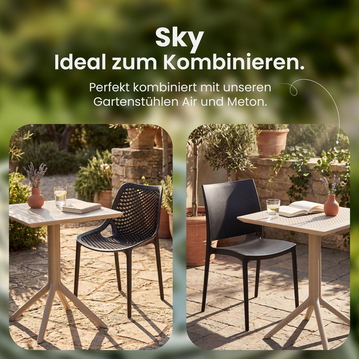 GARTENTISCH eckig 60/60/74 cm Kunststoff taupe - Taupe, Kunststoff (60/60/74cm) - CLP