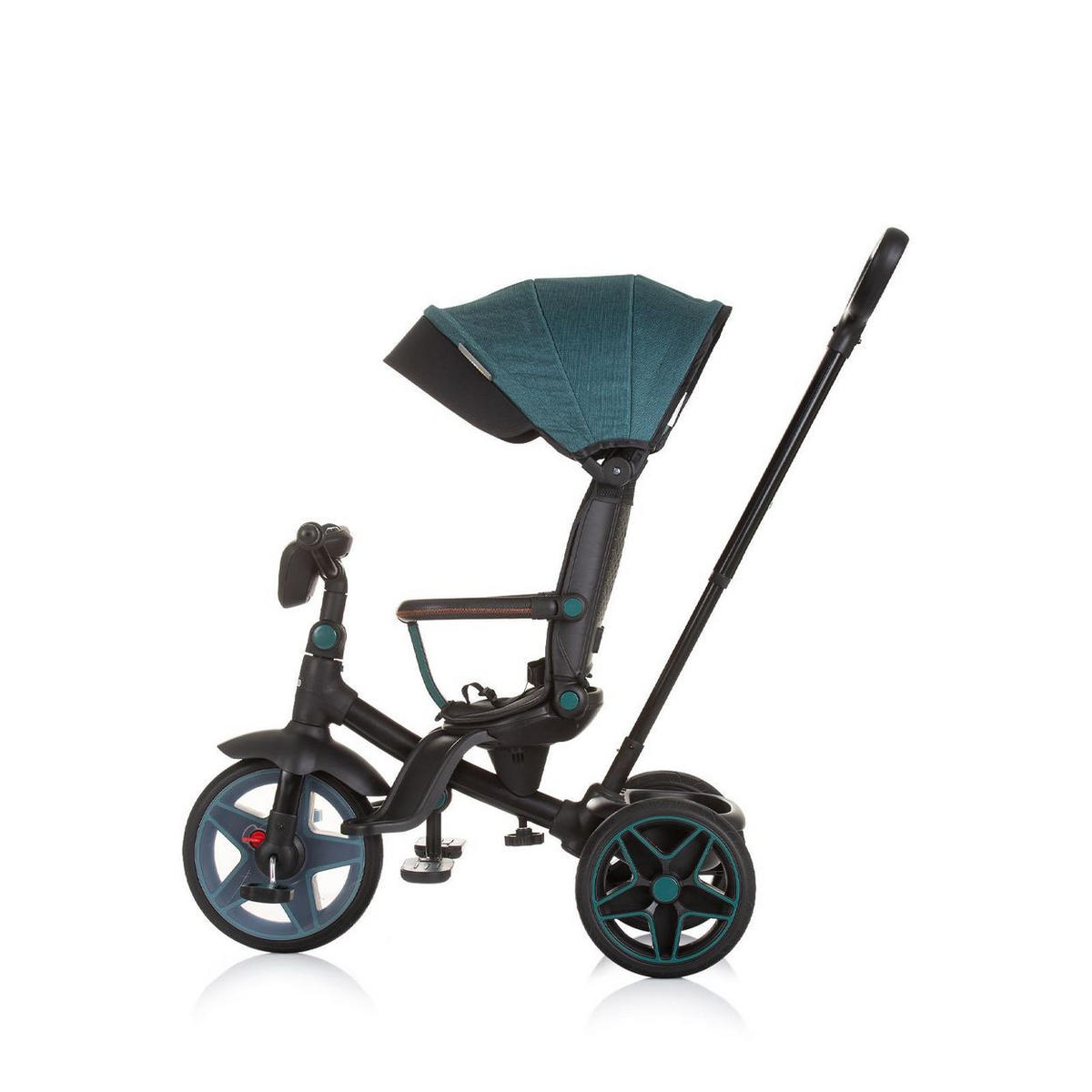 DREIRAD Derby 2 in 1 grün Musik, Licht, Korb, Schiebegriff, Gurt - Grün, Metall (80/50/105cm) - Chipolino