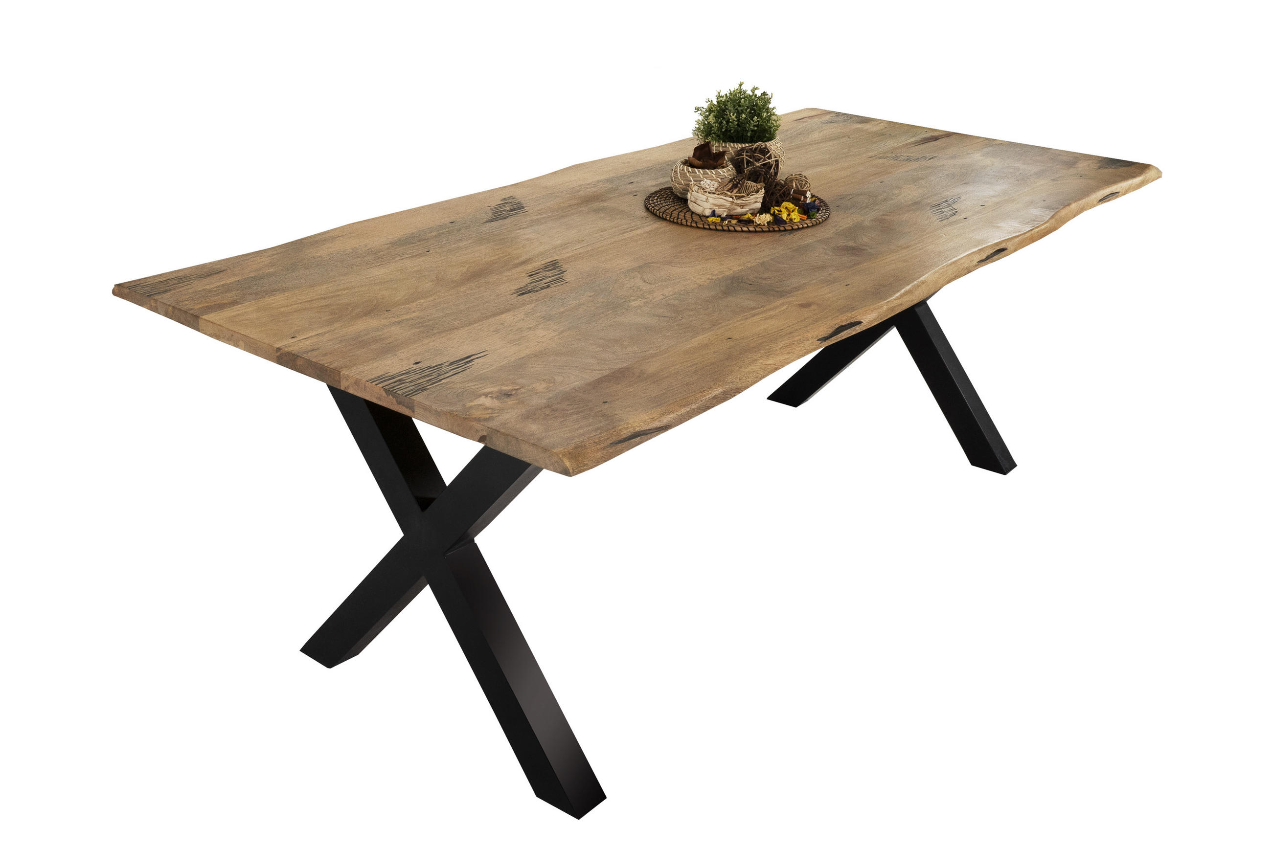 ESSTISCH TIGER X - Beige/Schwarz, Holz/Metall (100/240/77cm) - SAM