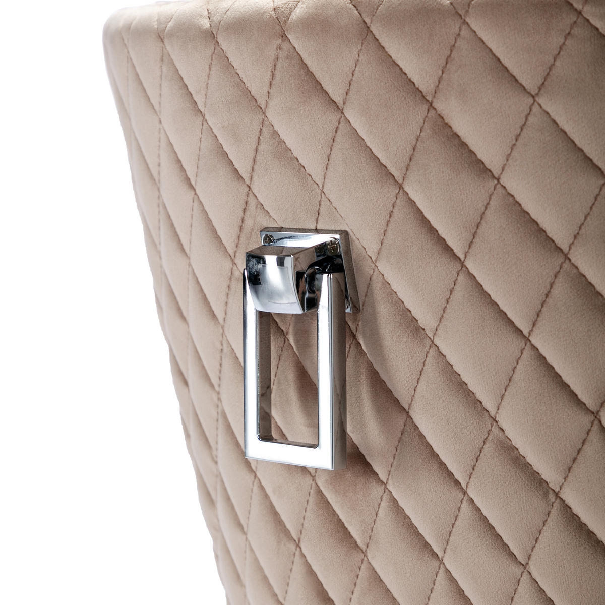 ESSZIMMERSTUHL 2-Tlg Samt Beige, Nagelkopf, Metall Beine - Beige, Textil (53/94.5/62.5cm) - FLIEKS