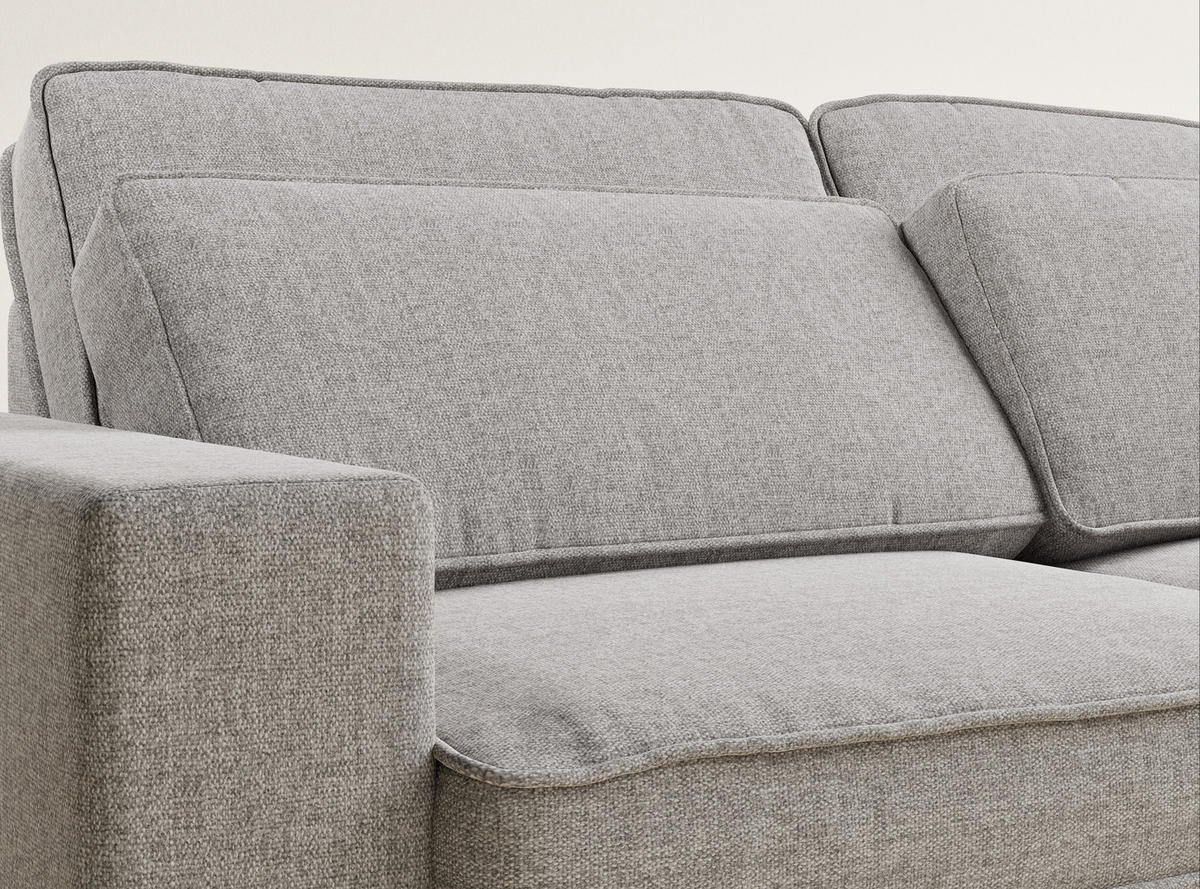 ECKSOFA Kirou Beige grau Webstoff - Rechts Seite - Greige/Schwarz, Holz/Holzwerkstoff (225/311cm) - Maison de Reve