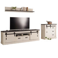 WOHNWAND weiß Pinie, anthrazit Landhaus, Wohnkombination 3-teilig 314 cm - Anthrazit/Weiß, Holzwerkstoff/Metall (272/170/43cm) - Furn.Design