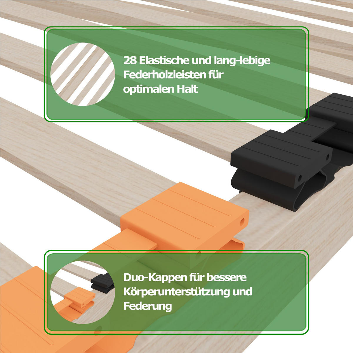 LATTENROST ErgoFlex – 100/200 cm, 7 Zonen, Härtegrad einstellbar - Eschefarben, Holz/Metall (100/200cm) - Schlaftroll