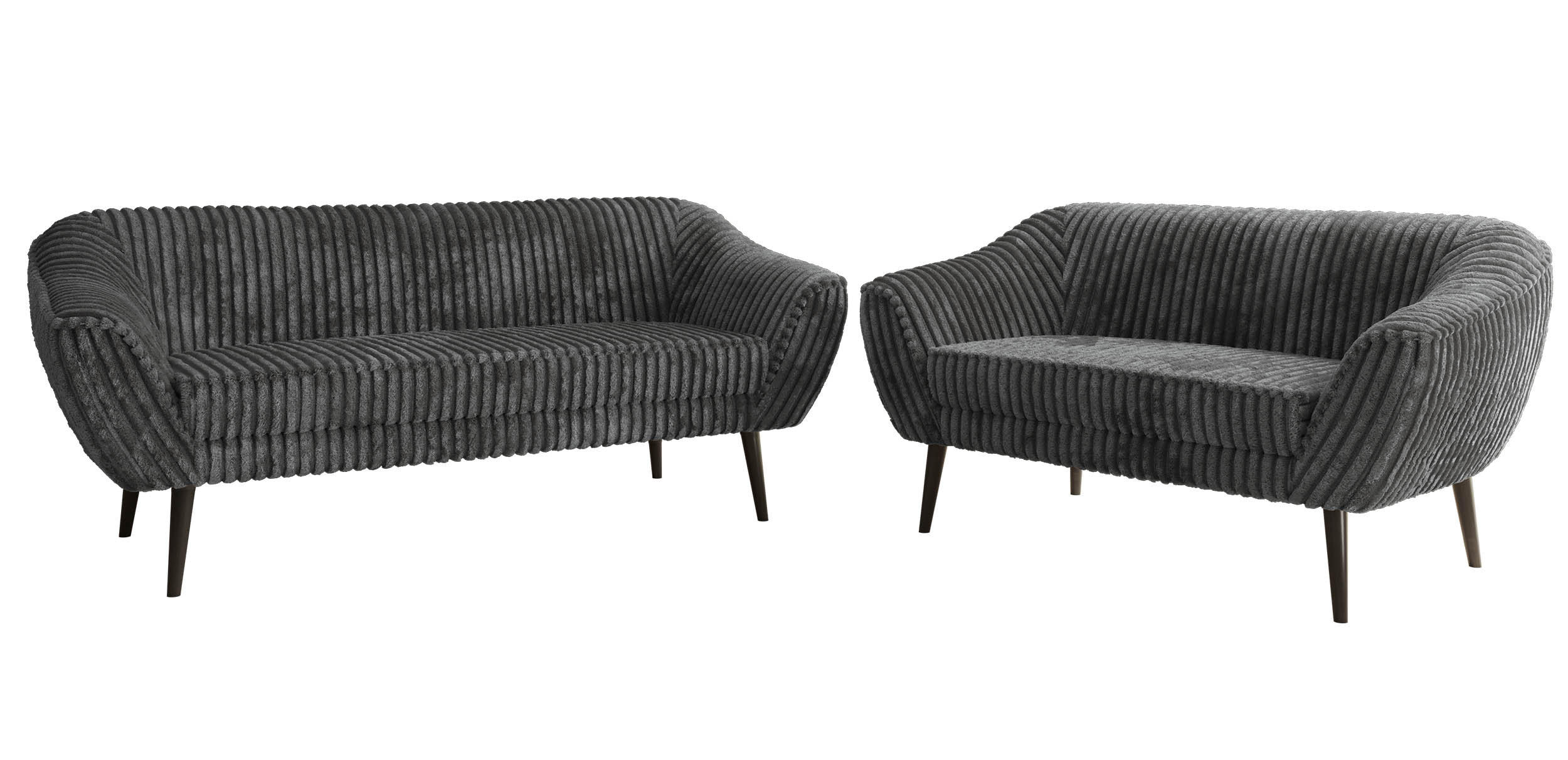 SEDACÍ SOUPRAVA 3+2 PIRS - Šedá Manšestr - Černé nohy - šedá/černá, kompozitní dřevo/textil (180/75/74cm) - MKS