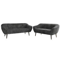 SEDACÍ SOUPRAVA 3+2 PIRS - Šedá Manšestr - Černé nohy - šedá/černá, kompozitní dřevo/textil (180/75/74cm) - MKS