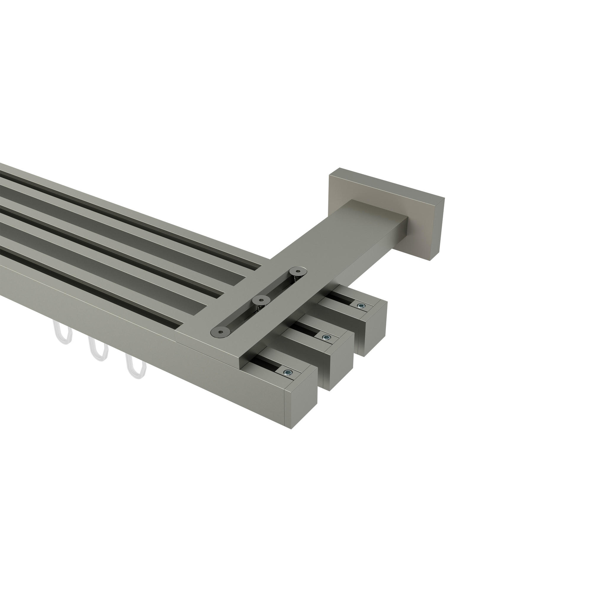 GARDINENSTANGE INNENLAUF Quadline (Multi) Sono 120 cm, 3-läufig, 20x20 mm Satin-Silber - Silberfarben, Metall (120cm) - INTERDECO