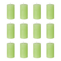 STUMPENKERZE (12er Set) Rustic - Hellgrün, Paraffin (13cm) - Butlers
