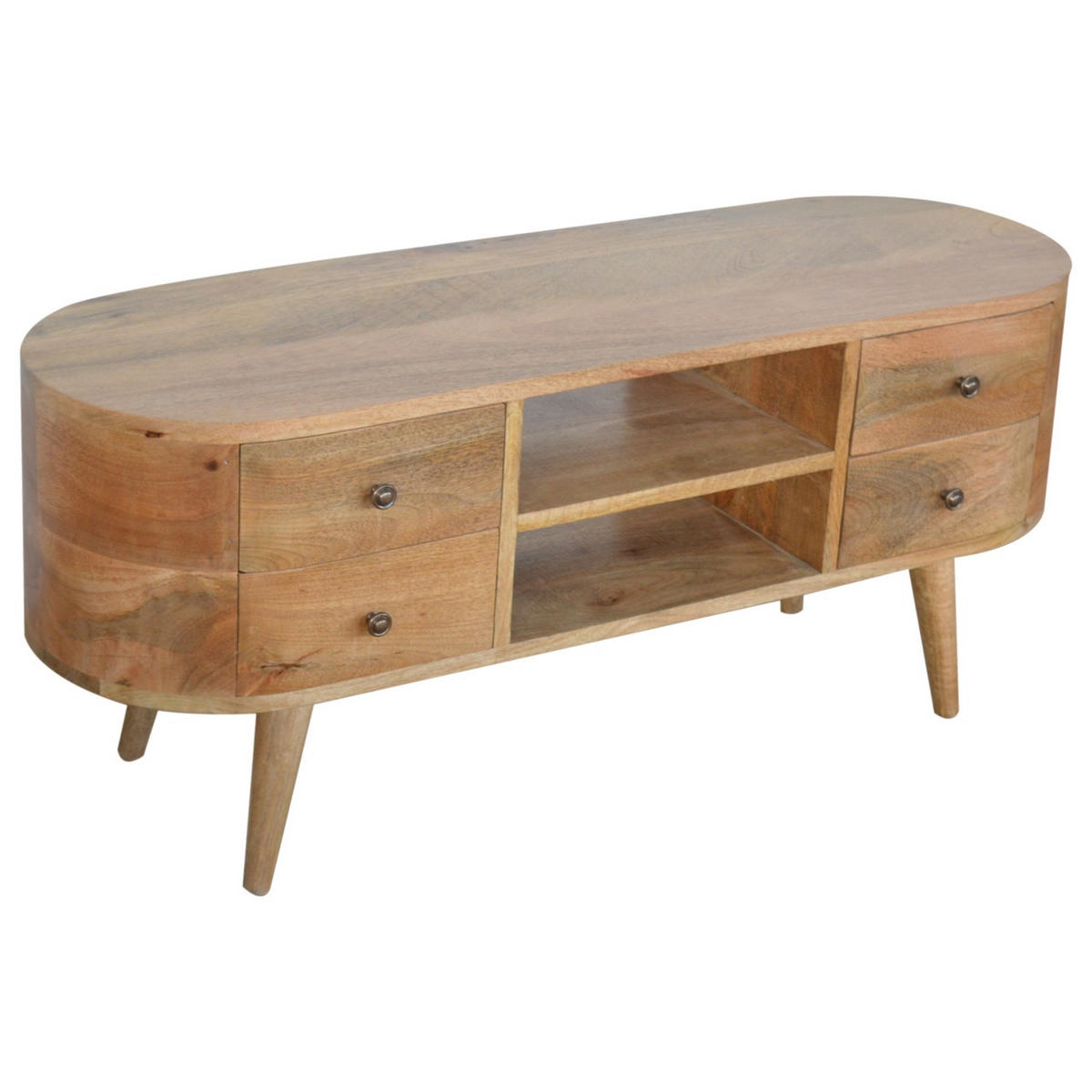 ZAOBLJENA KONZOLNA MIZA - rjava, les (110/35/47cm) - Artisan Furniture