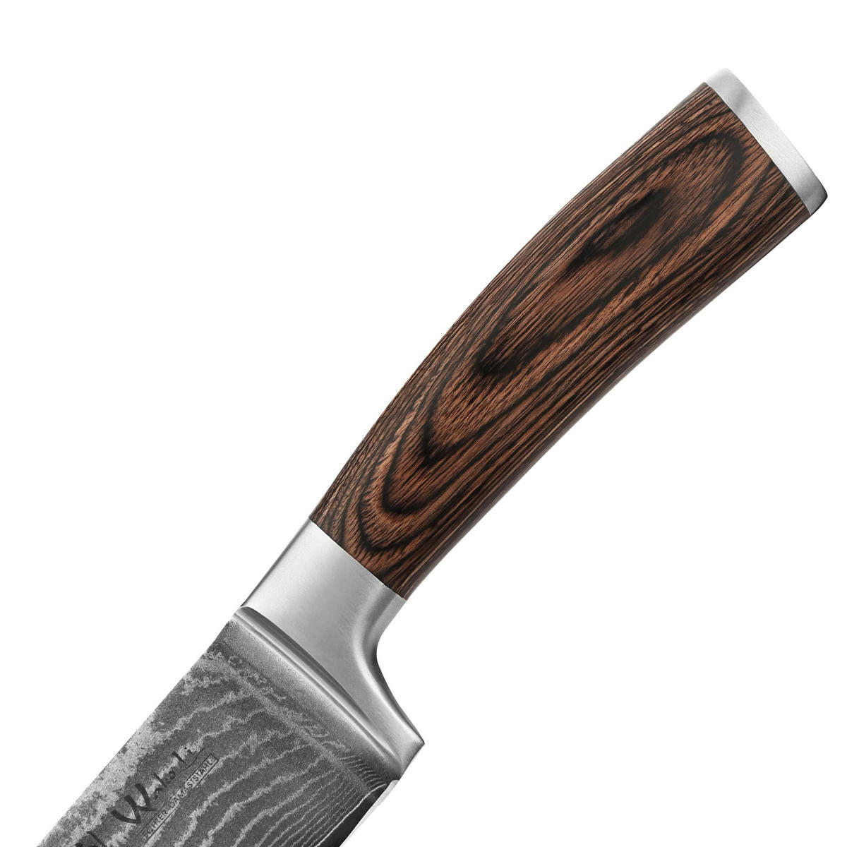 SANTOKU Damastmesser I EDIB - Braun, Holz/Metall (30cm) - Wakoli