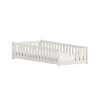 BODENBETT mit Matratze 90x190 cm in Baumwolle - Beige, Holz (90/190cm) - Kids Collective