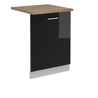 GESCHIRRSPÜLBLENDE R-Line Schwarz Hochglanz 60 cm , AP Eiche - Schwarz Hochglanz/Weiß, Holzwerkstoff (60/81.8/1.6cm) - Vicco