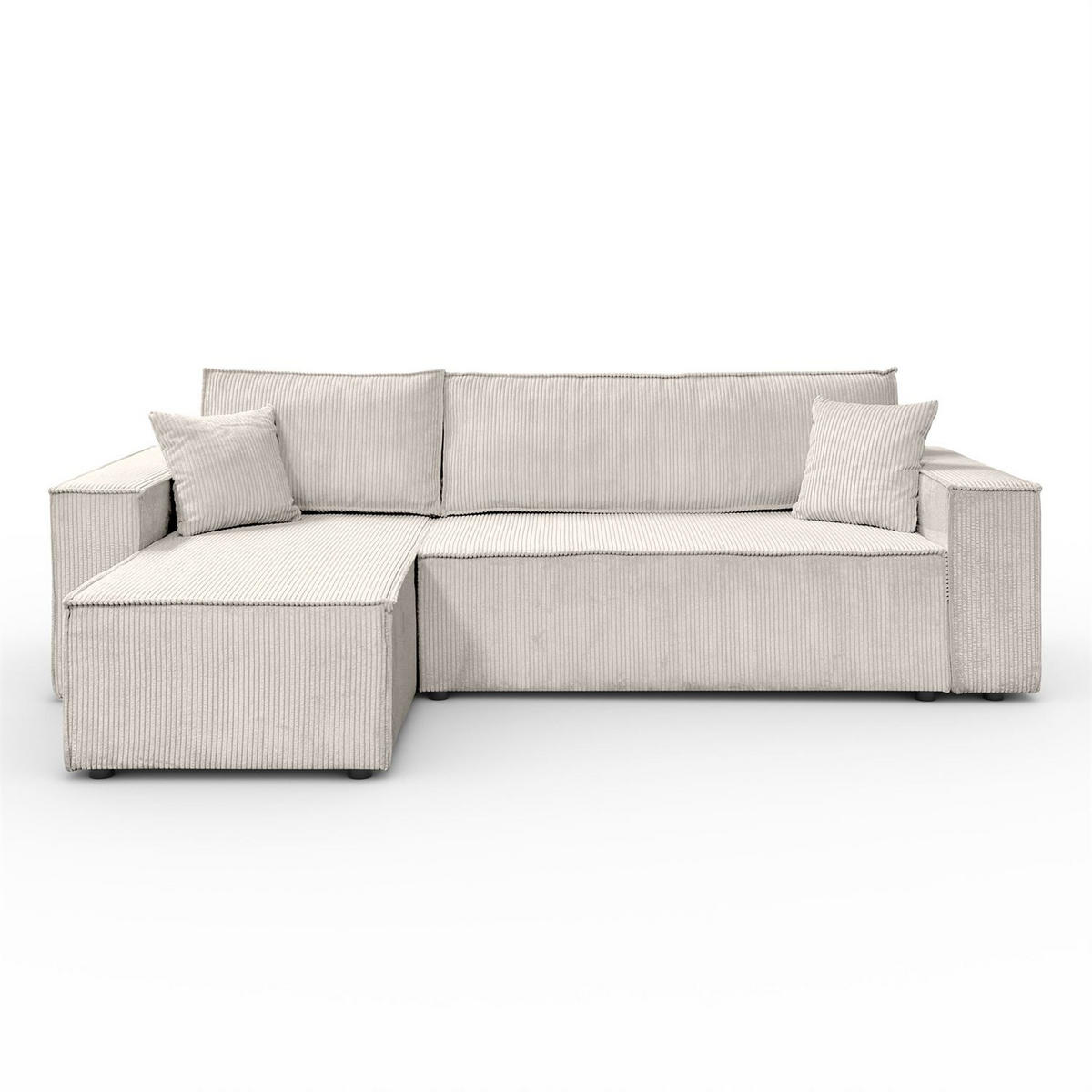 GEPOLSTERTES Ecksofa CARLOS L, Poso 100 - Ecru, Textil (247/143cm) - Lookway