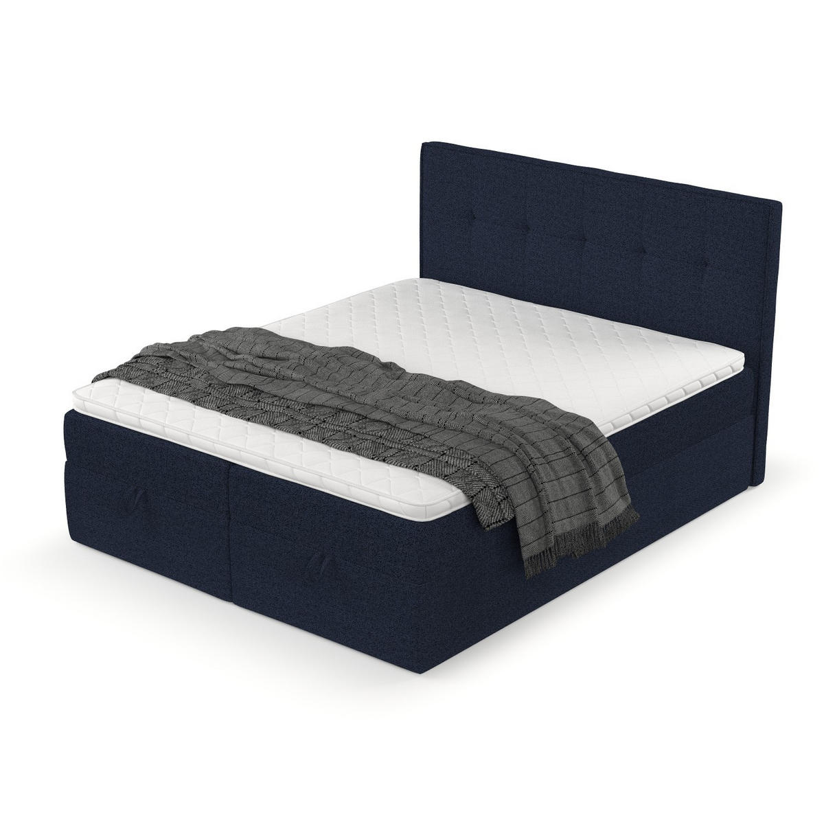 BOXBETT Tivra 180/200 cm Marineblau im Riva Stoff - Schwarz/Dunkelblau, Holz/Holzwerkstoff (180/200cm) - AltaBeds