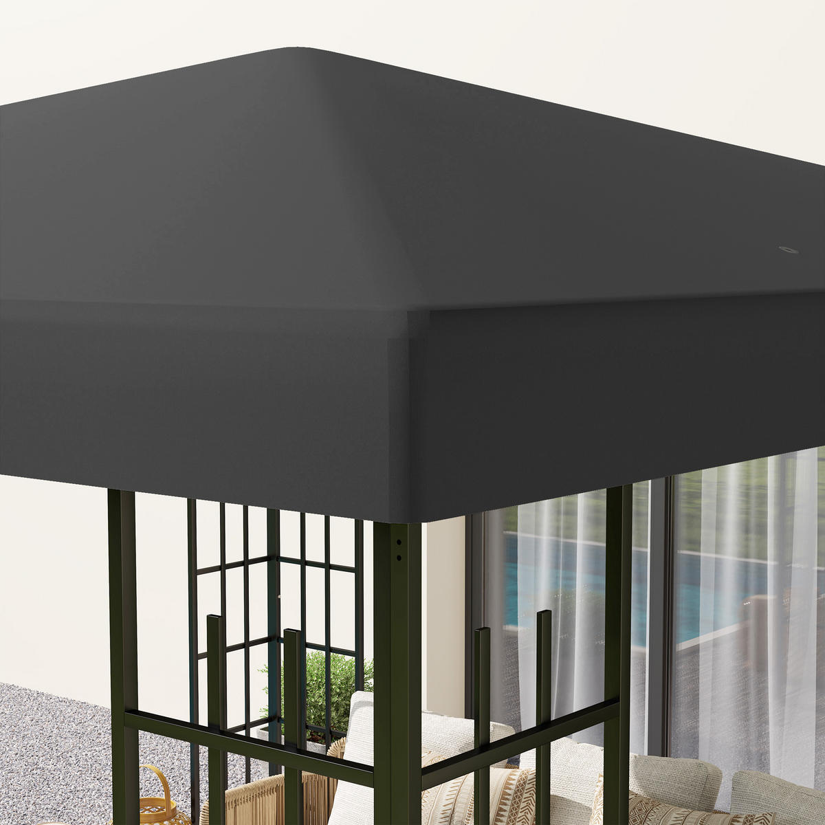 PAVILLON ERSATZDACH 3x3 m dunkelgrau - Dunkelgrau, Textil (298/1/298cm) - Fortuna Lai