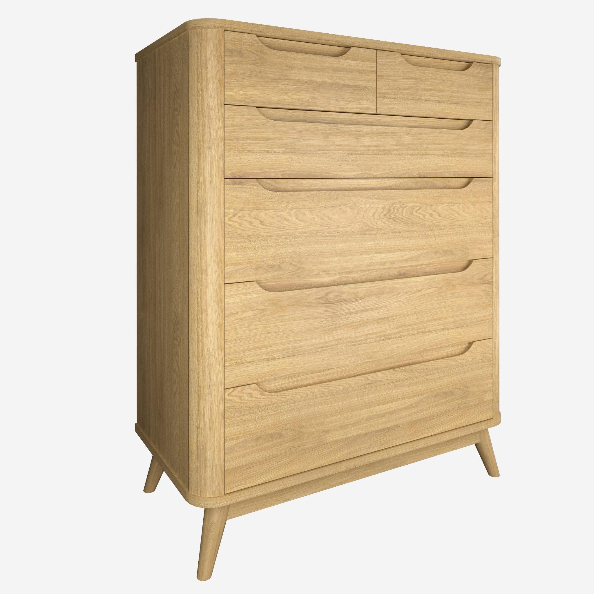 KOMMODE Nora, Natur Massiveiche - Beige, Holz (90/114/45cm) - WOODEK