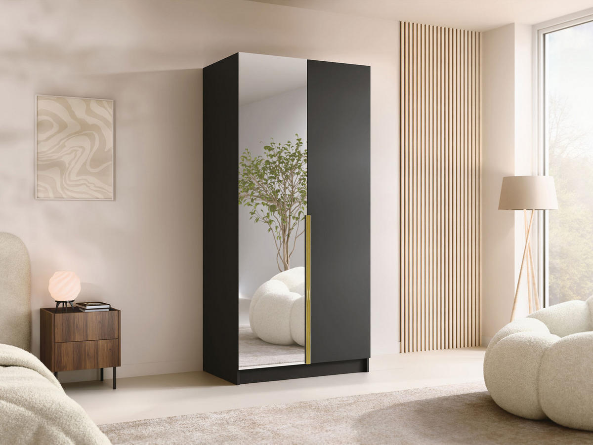 KLEIDERSCHRANK Bono II - Goldfarben, Holzwerkstoff/Metall (100/215/58cm) - MIRJAN24