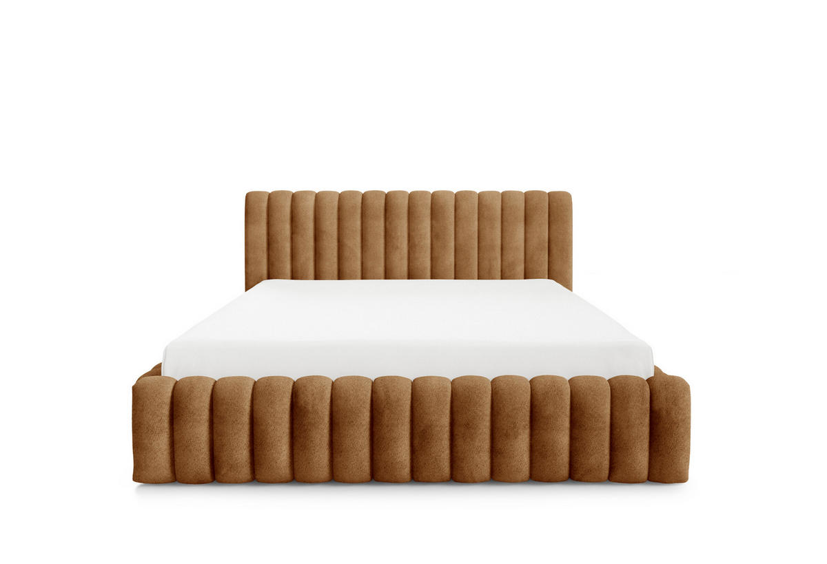 POLSTERBETT mit Stauraum Bouclé 200x200 cm in Rost - Orange, Textil (200/200cm) - Home Collective