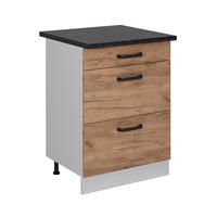 KÜCHENUNTERSCHRANK R-Line Goldkraft Eiche 60 cm AP Anthrazit - Honigeiche/Eiche Wotan, Holzwerkstoff (60/81.6/60cm) - Vicco