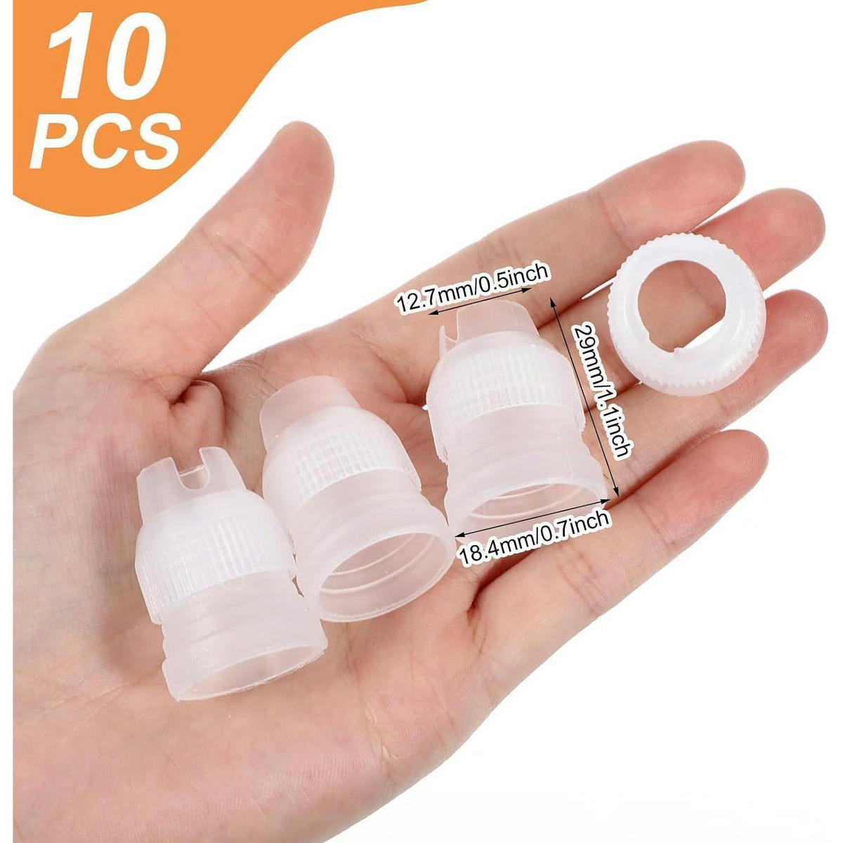 SPRITZTÜLLEN-KUPPLUNGEN 10-teiliges Set Kunststoff - Transparent, Kunststoff (2.9/2.9/2.9cm)