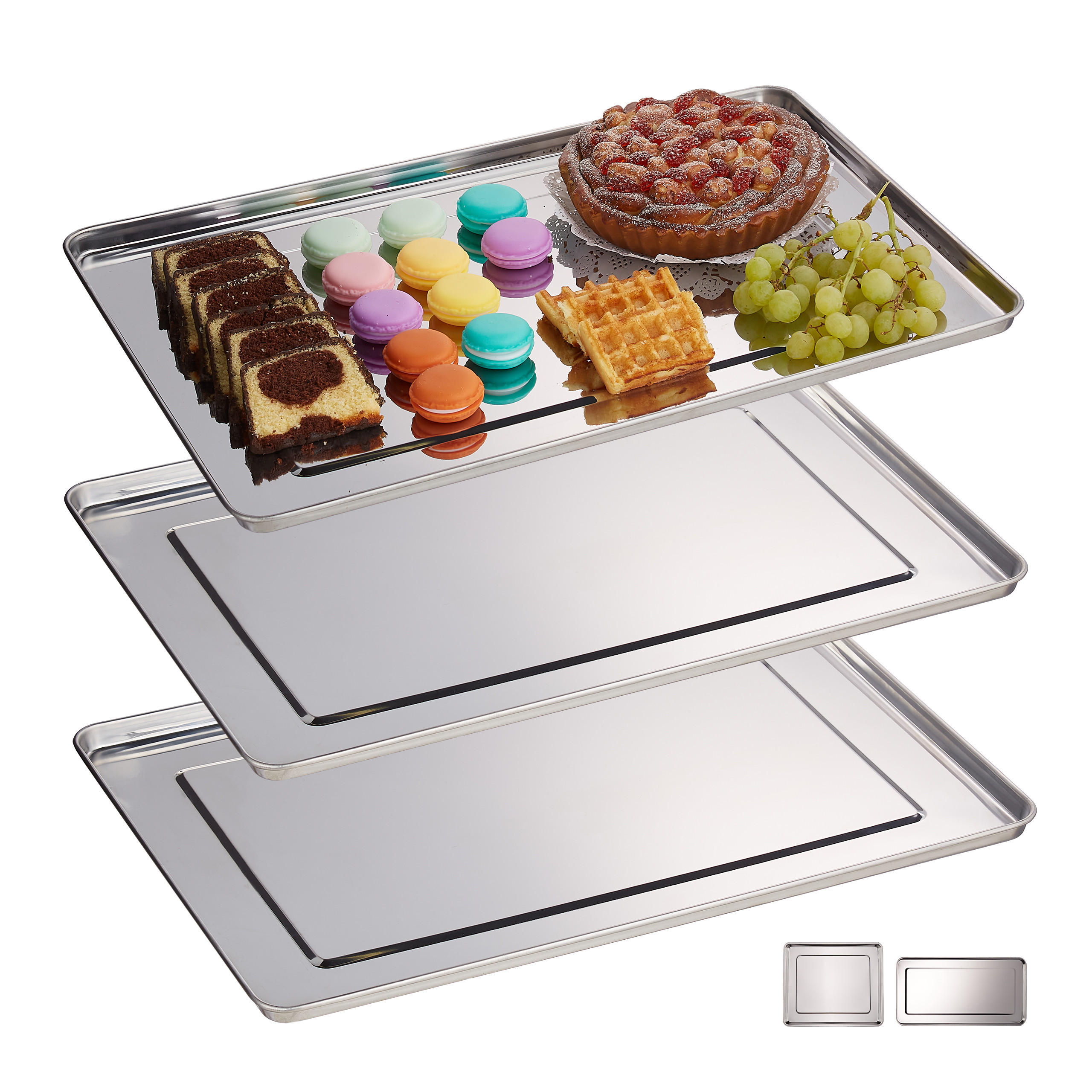 PLATOU argintiu set-3-piese otel inoxidabil 48x33 cm