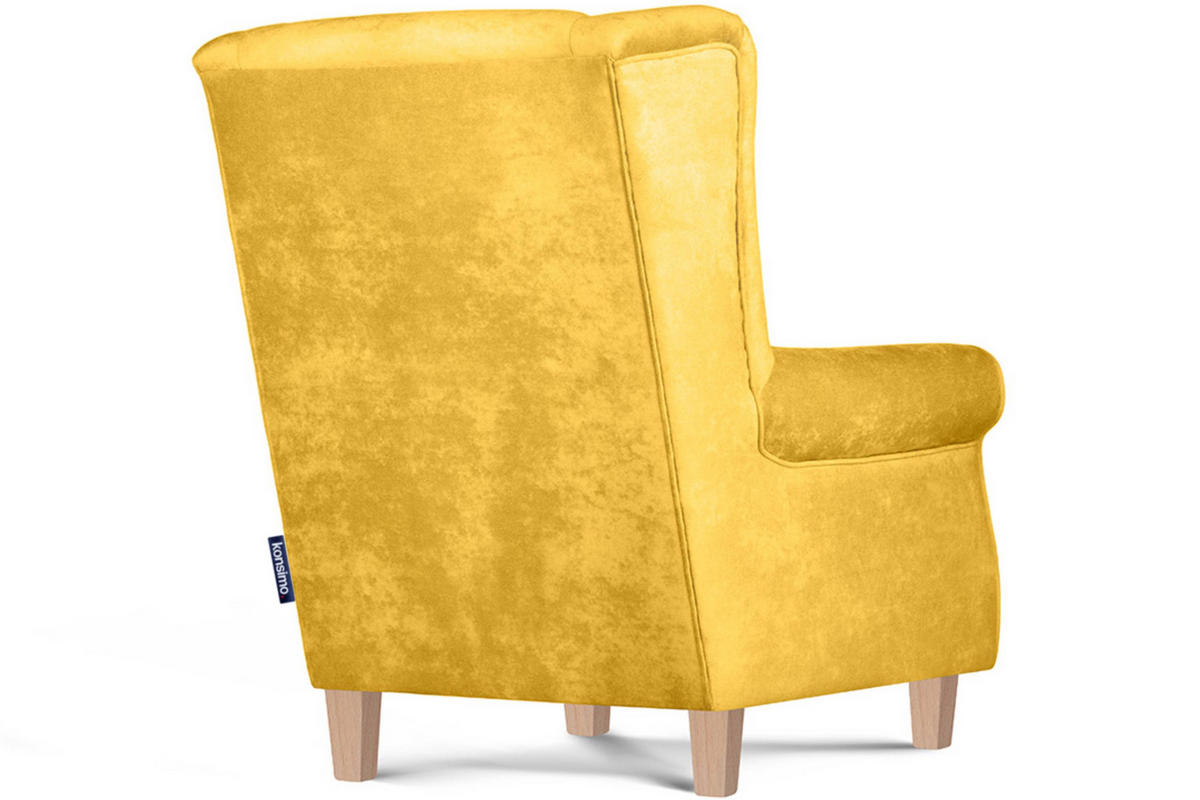 OHRENSESSEL MILES Massivholzbeine, gelb - Gelb, Holzwerkstoff/Buchenholz (82/105/97cm) - KONSIMO®