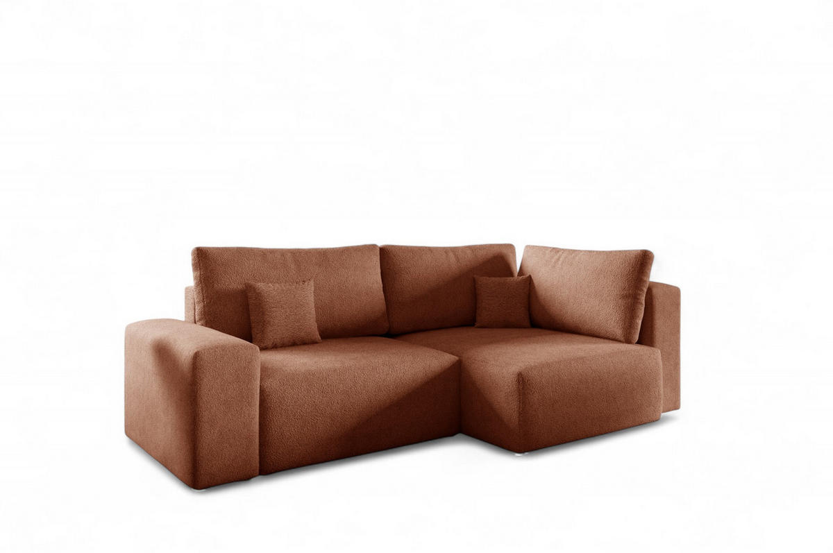 ECKSOFA Arona Mit Schlaffunktion - Braun, Holzwerkstoff/Textil (253/148cm) - Fun Möbel