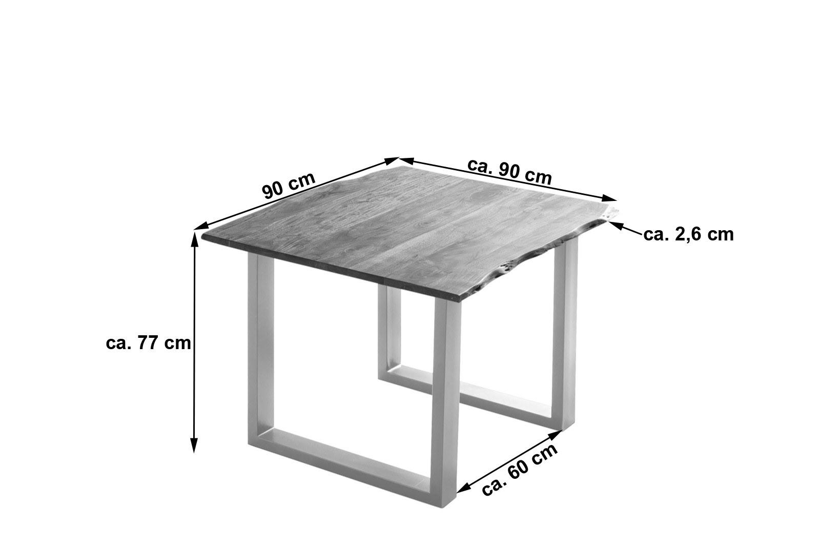 ESSTISCH LAURINA - Silberfarben/Nussbaumfarben, Holz/Metall (90/90/77cm) - SAM