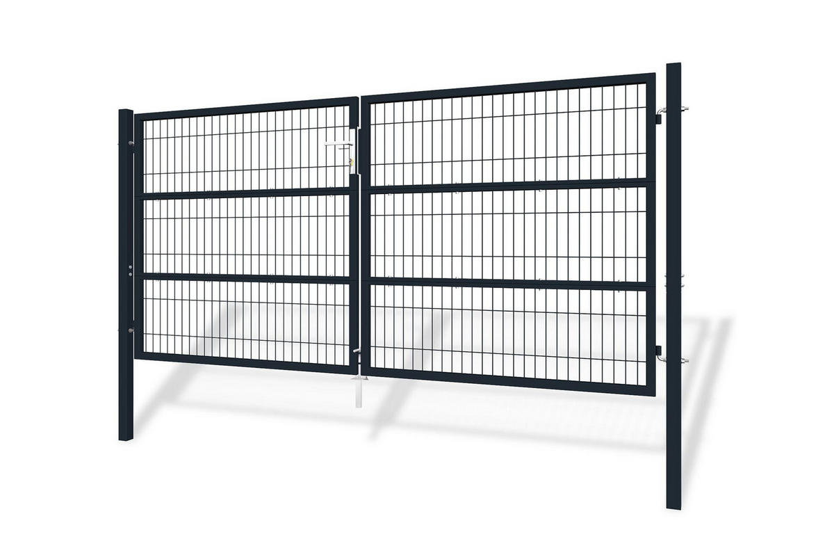 ZAUNTOR Razo Grau 3m H.140cm + TÜRCHEN 1m H.140cm - Grau, Metall (306/146cm) - Casanoov
