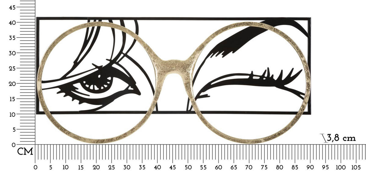 WANDDEKORATION Eyewear, mehrfarbig, Eisen, 89,5 x 41,3 cm - Multicolor, Metall (89.5/41.3/3.8cm) - Mauro Ferretti