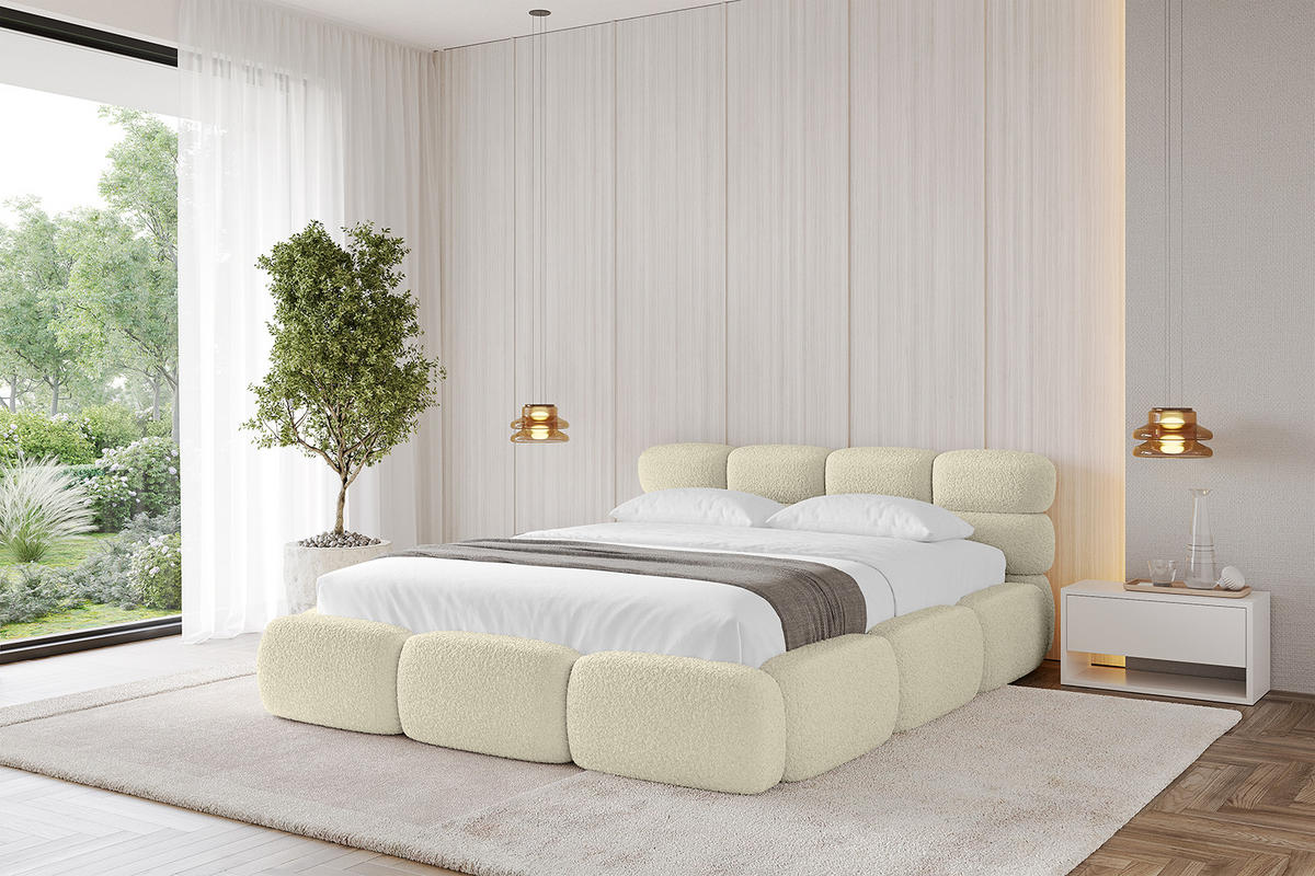 POLSTERBETT mit Bettkasten und Lattenrost, Boxbett ohne Matratze - NOMA 120x200 Beige - Beige, Holzwerkstoff/Textil (120/200cm) - ALTDECOR