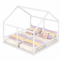 HAUSBETT 90/200 cm & 90/200 cm in Weiß Kinderbett mit Mittelgitter und Dach - Weiß, Holzwerkstoff (90/200cm) - STILVORA