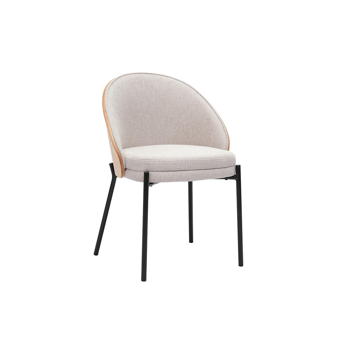STÜHLE aus beigefarbenem Samt-Effekt-Textilgewebe, helles Holz und Metall (2er Set) TUCSON - Beige, Textil (50.5/74.5/53cm) - Miliboo