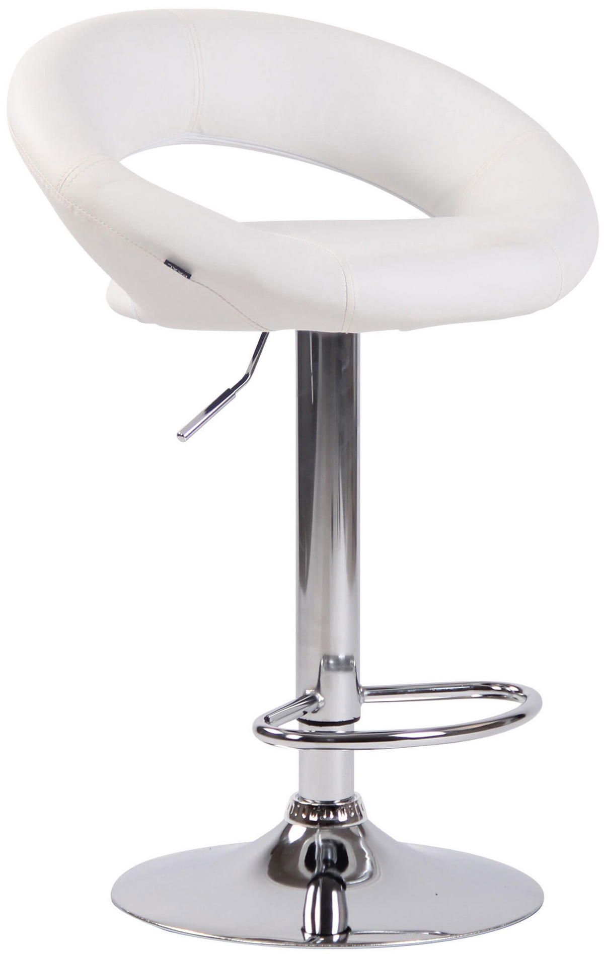 BARHOCKER Olin, Gestell Metall in Chromoptik, Kunstleder Weiß - Chromfarben/Weiß, Kunststoff/Textil (53/100/47cm) - TPFLiving