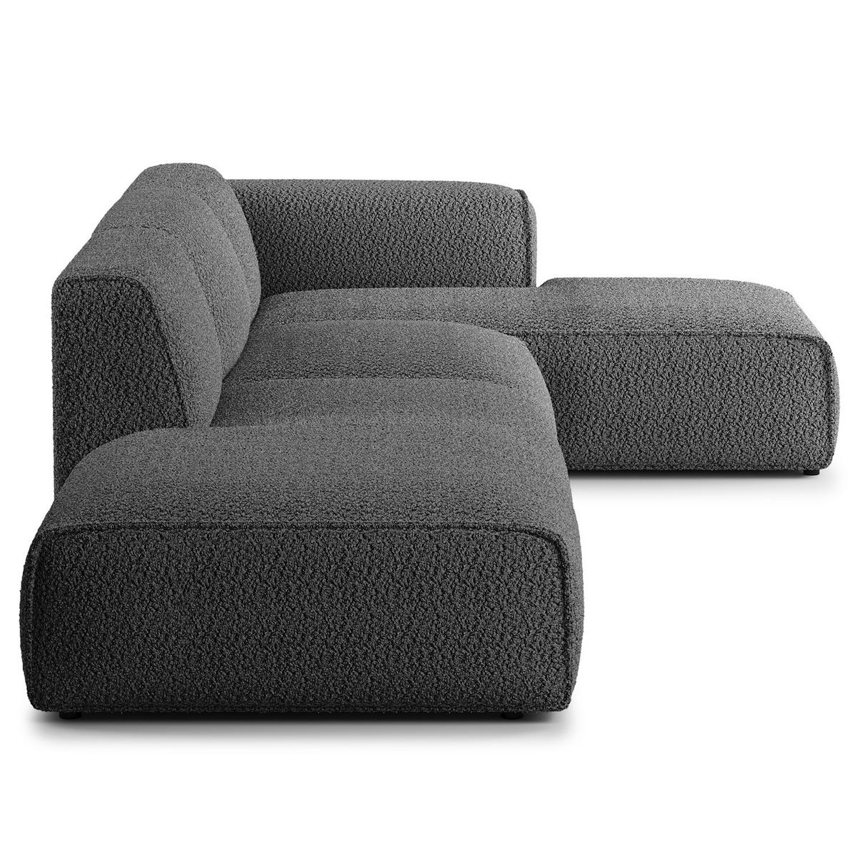 ECKSOFA mit Chaiselongue - Anthrazit/Schwarz, Kunststoff/Textil (290/173cm) - home24
