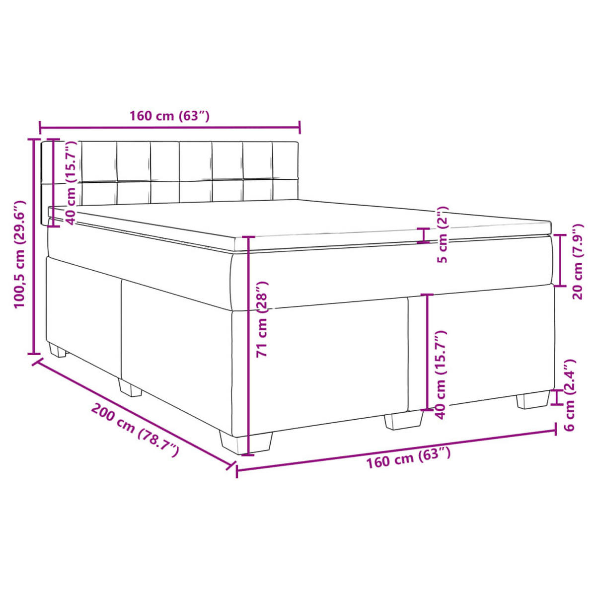 BOXSPRINGBETT Mit Matratze Dunkelgrau 160/200 Cm Samt - Grau, Textil (160/200cm) - vidaXL