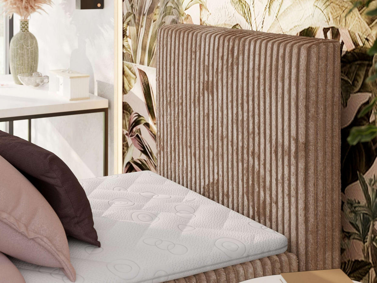 BOXBETT TILIANO 90/200 - Braun Cord - H3 - Rechts - Braun, Textil (90/200cm) - MKS