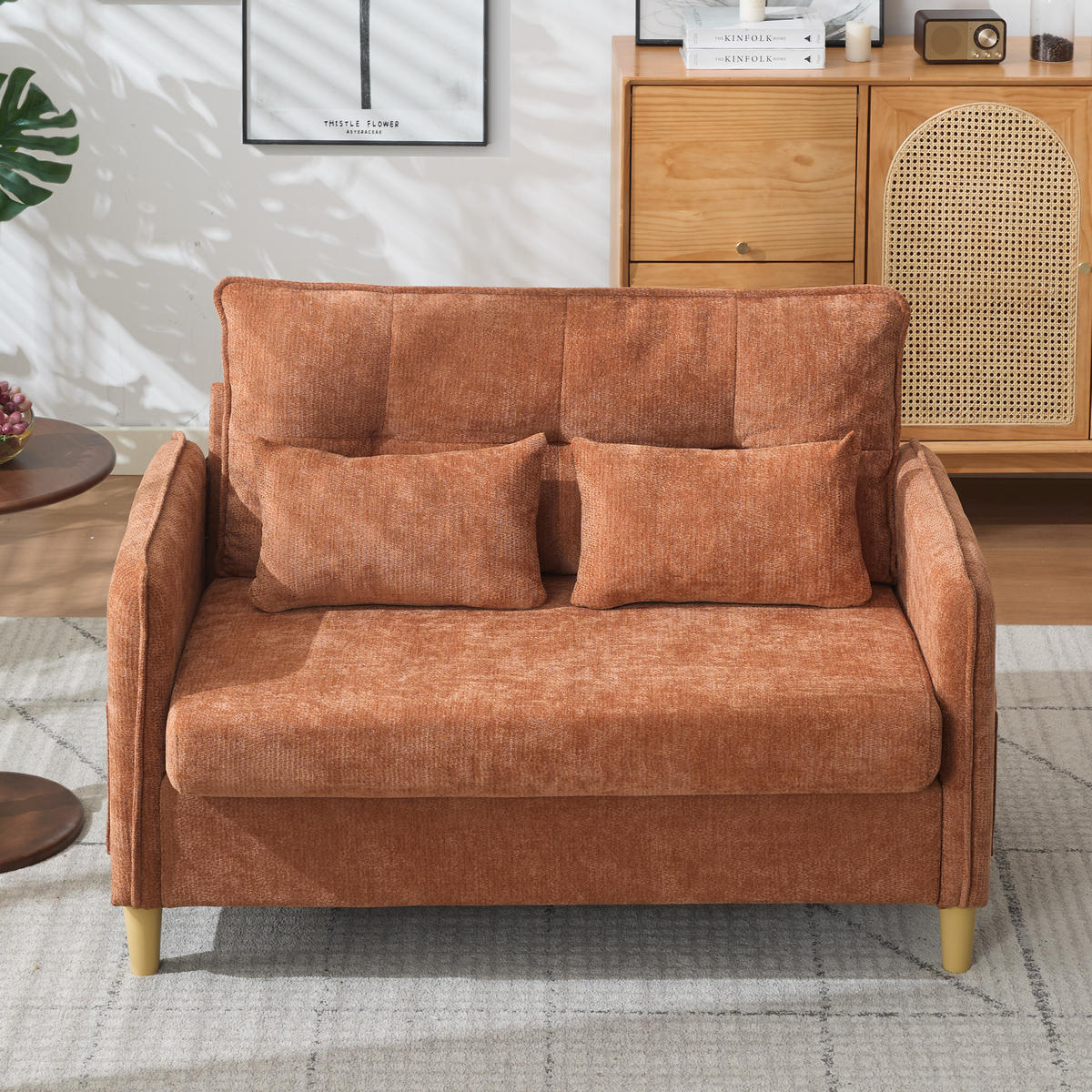 SCHLAFSOFA 127/75.5/83 cm Braun mit Armlehnen und Seitentaschen - Braun, Textil (75.5/83/127cm) - Oxeza