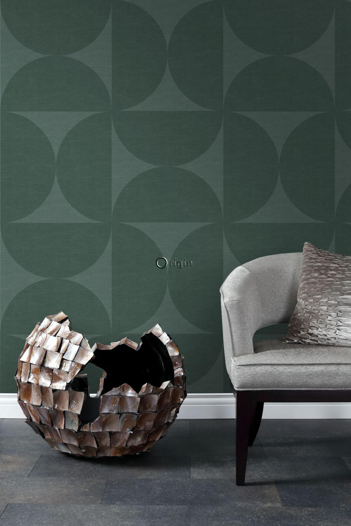 XXL-VLIESTAPETE Halbkreise 50 x 900 cm - Grün, Papier (50/900cm) - Origin Wallcoverings