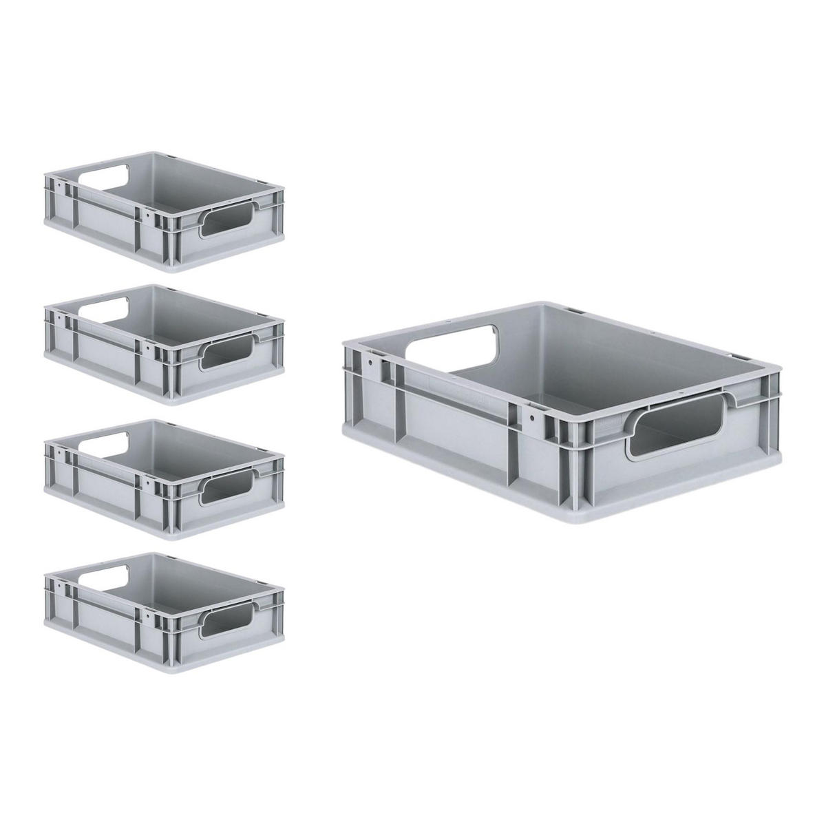 EUROBOX 5x Nextgen Economy Mit Auflagedeckel Grau/Gelb Griffe Offen 11 Liter - Gelb, Kunststoff (30/12/40cm) - PROREGAL