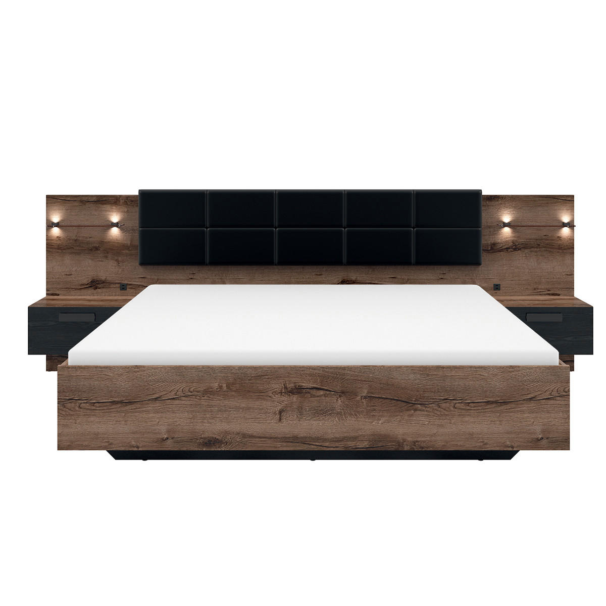 BOXBETT 180/200 Romane Holz und Schwarz - Schwarz, Holzwerkstoff (180/200cm) - Petits-meubles